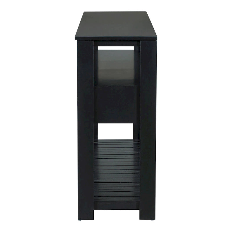 Console moderne avec 4 tiroirs et 2 étagères