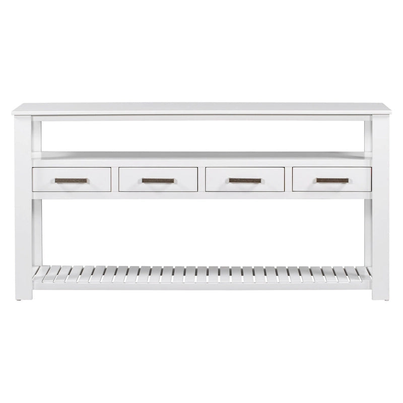 Console moderne avec 4 tiroirs et 2 étagères