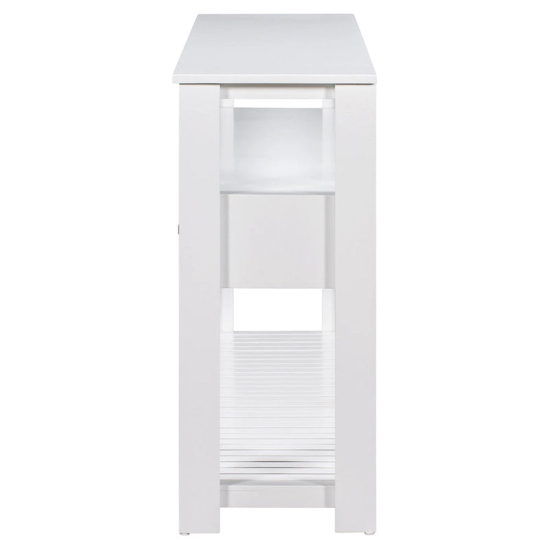 Console moderne avec 4 tiroirs et 2 étagères