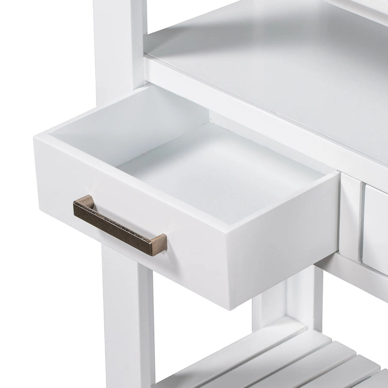 Console moderne avec 4 tiroirs et 2 étagères