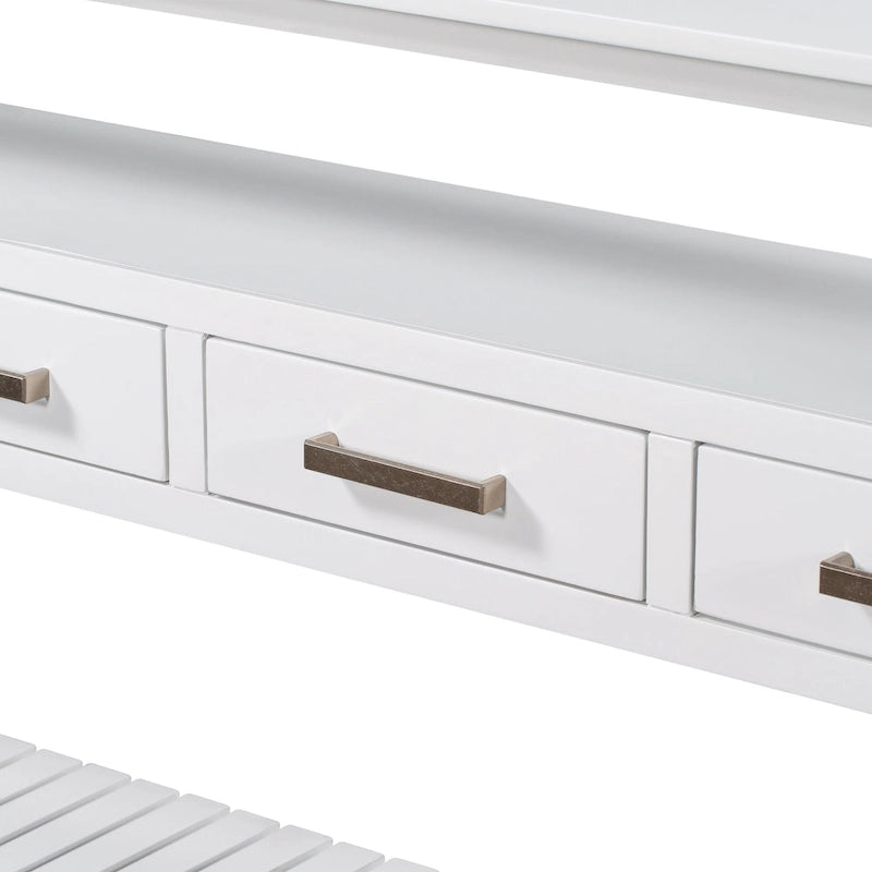 Console moderne avec 4 tiroirs et 2 étagères