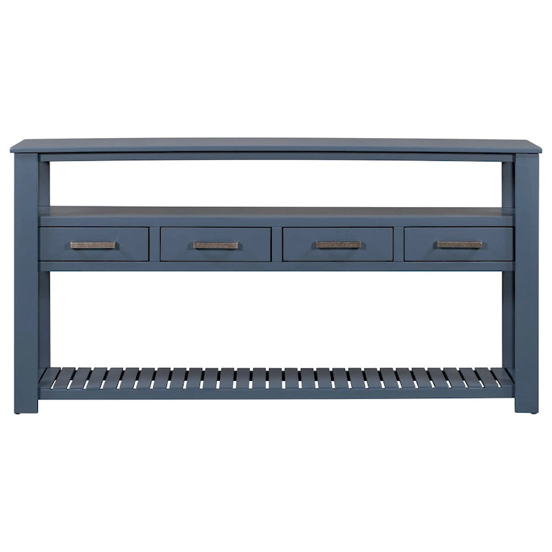 Console moderne avec 4 tiroirs et 2 étagères