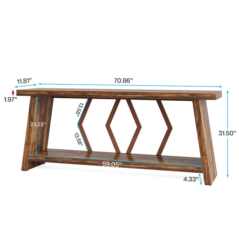 Table console d'appoint de canapé en bois de 180 cm pour entrée