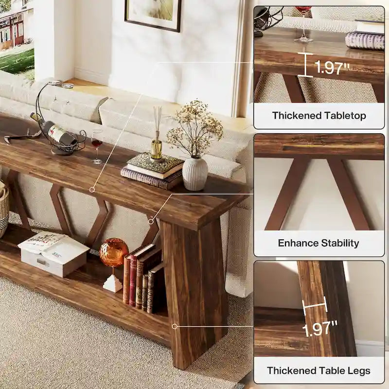 Table console d'appoint de canapé en bois de 180 cm pour entrée