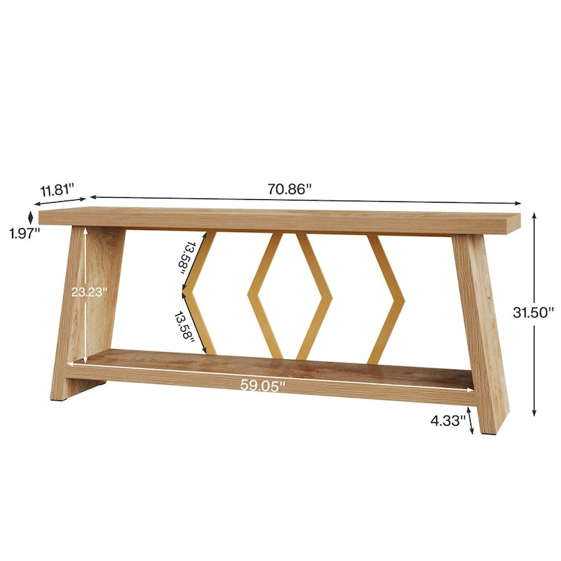 Table console d'appoint de canapé en bois de 180 cm pour entrée