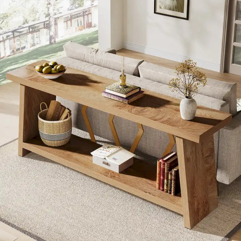 Table console d'appoint de canapé en bois de 180 cm pour entrée