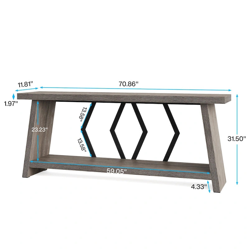 Table console d'appoint de canapé en bois de 180 cm pour entrée