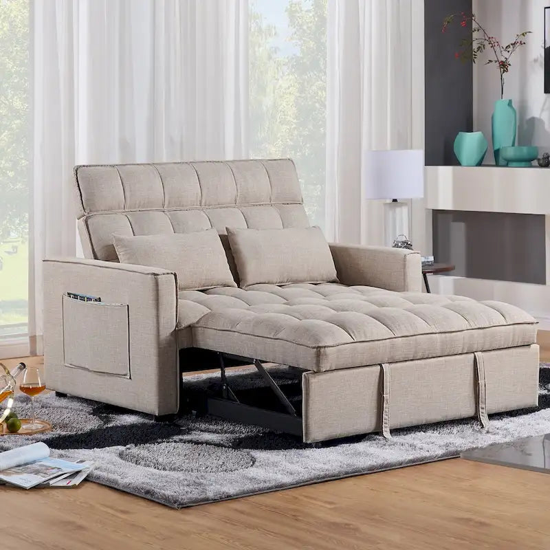 Canapé-lit convertible en tissu capitonné inclinable, longueur 76,5 po