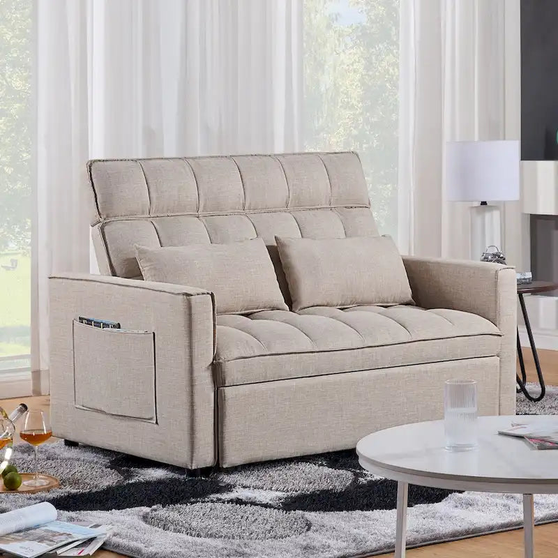 Canapé-lit convertible en tissu capitonné inclinable, longueur 76,5 po