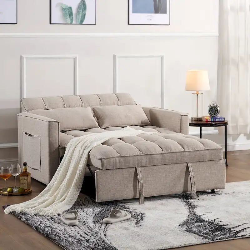 Canapé-lit convertible en tissu capitonné inclinable, longueur 76,5 po