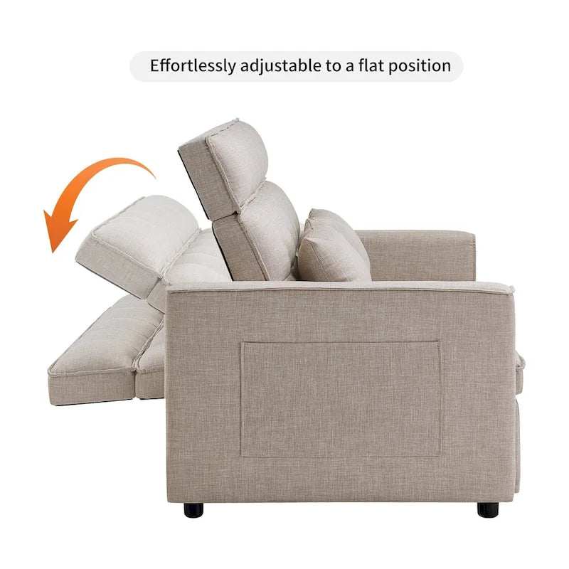 Canapé-lit convertible en tissu capitonné inclinable, longueur 76,5 po
