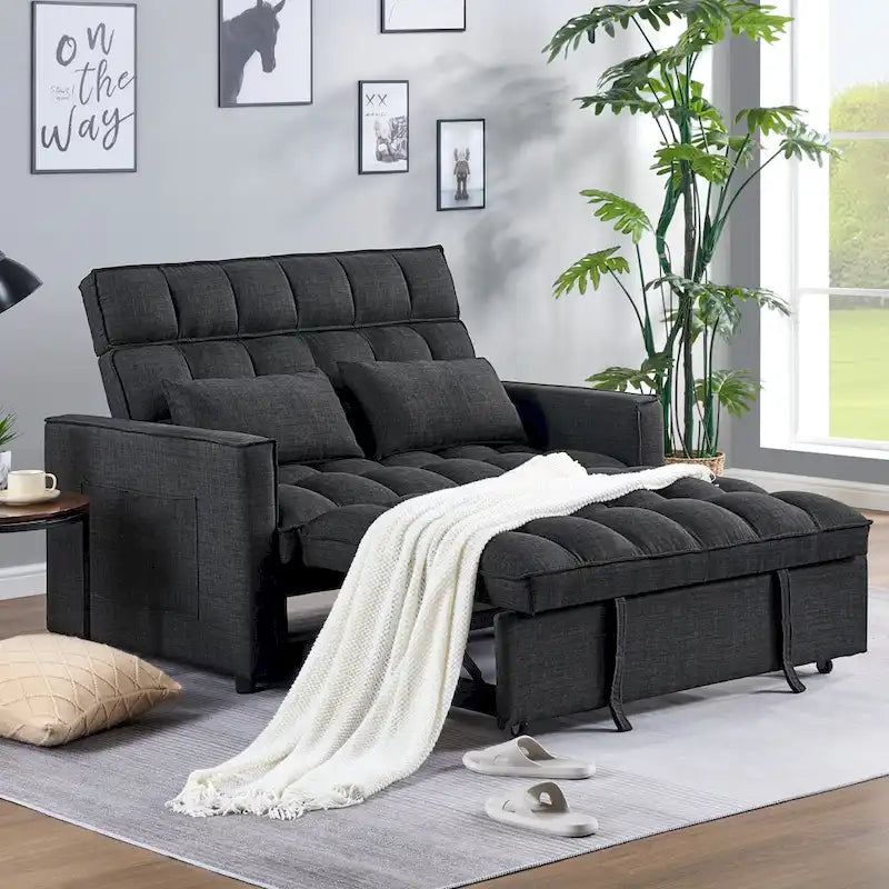 Canapé-lit convertible en tissu capitonné inclinable, longueur 76,5 po