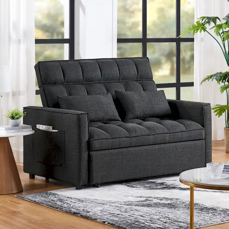 Canapé-lit convertible en tissu capitonné inclinable, longueur 76,5 po