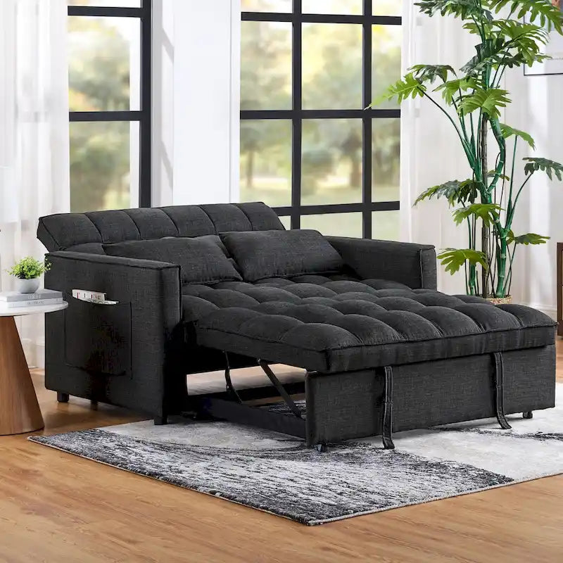 Canapé-lit convertible en tissu capitonné inclinable, longueur 76,5 po