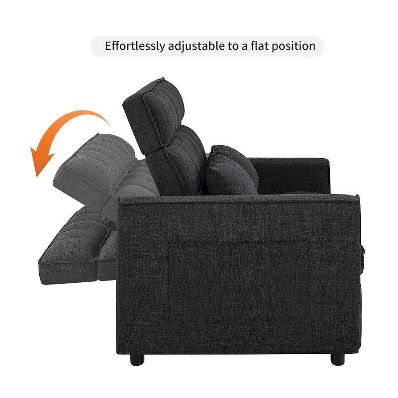 Canapé-lit convertible en tissu capitonné inclinable, longueur 76,5 po